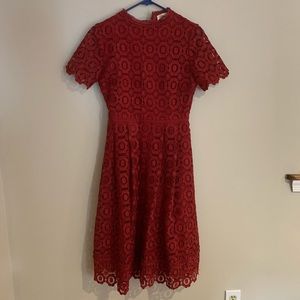 Bordeaux red lace dress